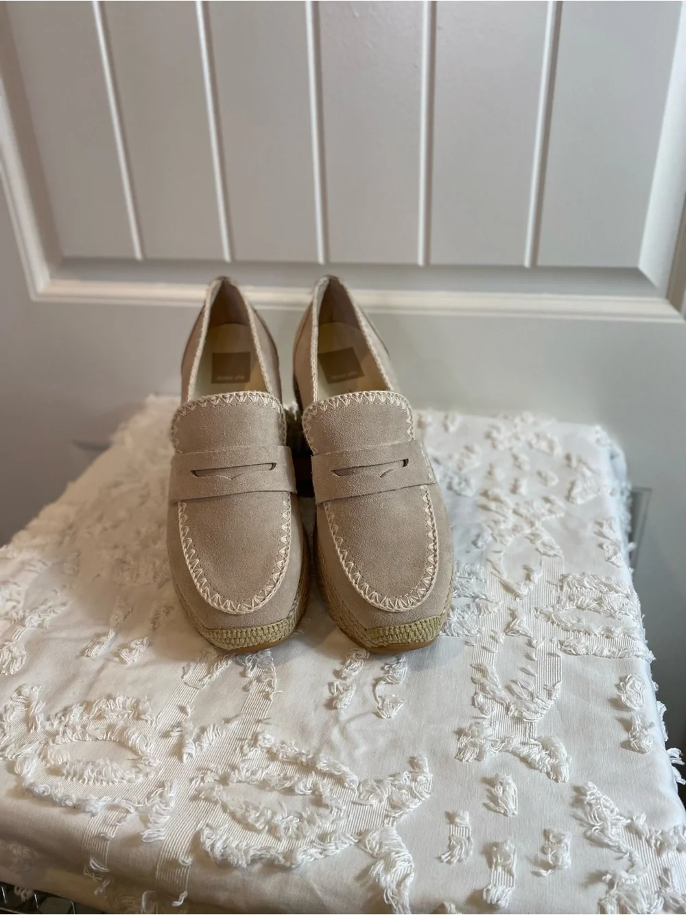 Dolce Vita Beige Suede Platform Loafers